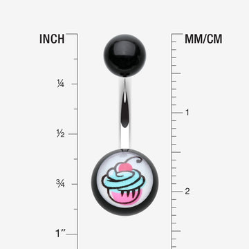 Detail View 1 of Cupcake Delight Acrylic Belly Button Ring-Pink/Fuchsia